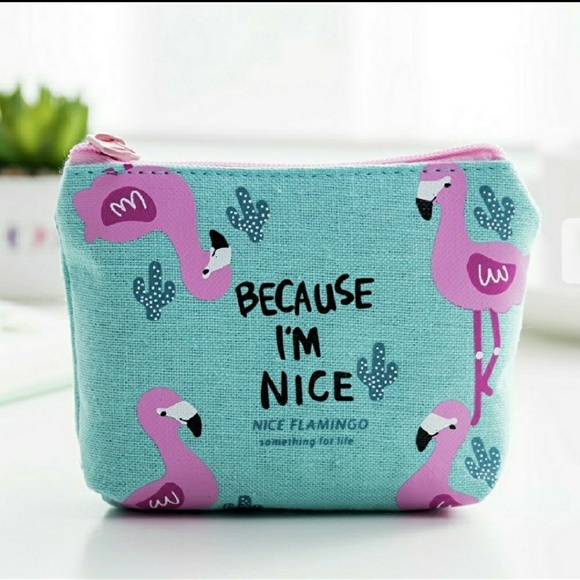 🆕🌴Canvas Flamingo Coin Purse🌴 - Picture 2 of 5